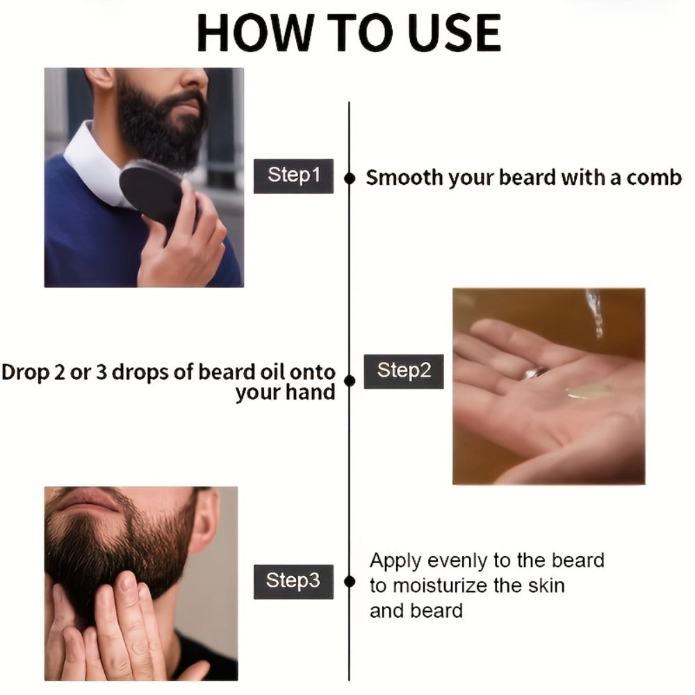Beard Oil for Men – Sandalwood Scent with Plant Essence, Deep Moisturizing & Nourishing Beard Care Oil for Soft Smooth Glossy Beard, Daily Grooming Essential for Men, 30ml