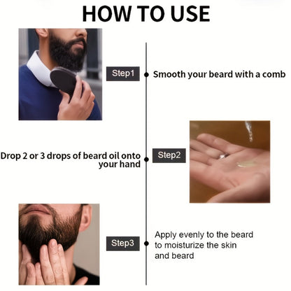 Beard Oil for Men – Sandalwood Scent with Plant Essence, Deep Moisturizing & Nourishing Beard Care Oil for Soft Smooth Glossy Beard, Daily Grooming Essential for Men, 30ml