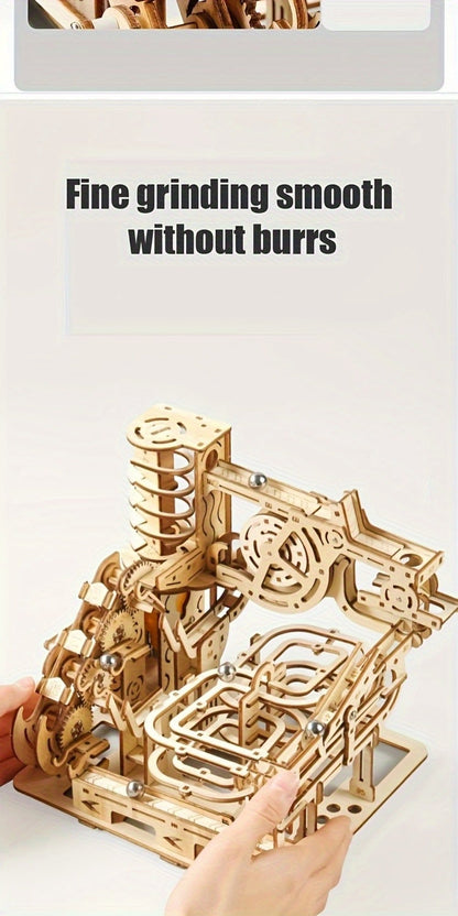 Wooden Ball Track Puzzle Model Kit – STEM Engineering Building Set for Adults & Teens, Kinetic Marble Run Expansion Sets A & B, Brain Teaser DIY Craft, Unique Birthday Gift for Men Women