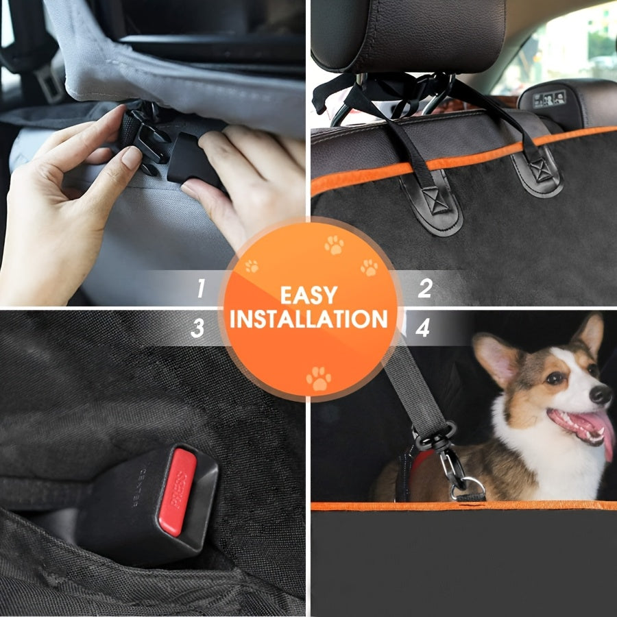 Heavy-duty Dog Car Seat Cover - Wear-resistant and Non-slip Backseat Protector - Easy-to-clean Nylon Pet Seat Cover for SUVs, Sedans, and Trucks - Scratch-resistant and Spill-proof Interior Protection, Specially Designed for Dogs