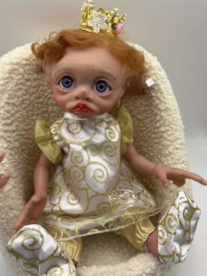 Fairy Elf Reborn Doll 15 Inch Soft Vinyl Full Body Hand-Painted Collectible Art Doll with Wavy Hair & Crown – Poseable Fantasy Girl Doll Gift for Kids Halloween Christmas Birthday