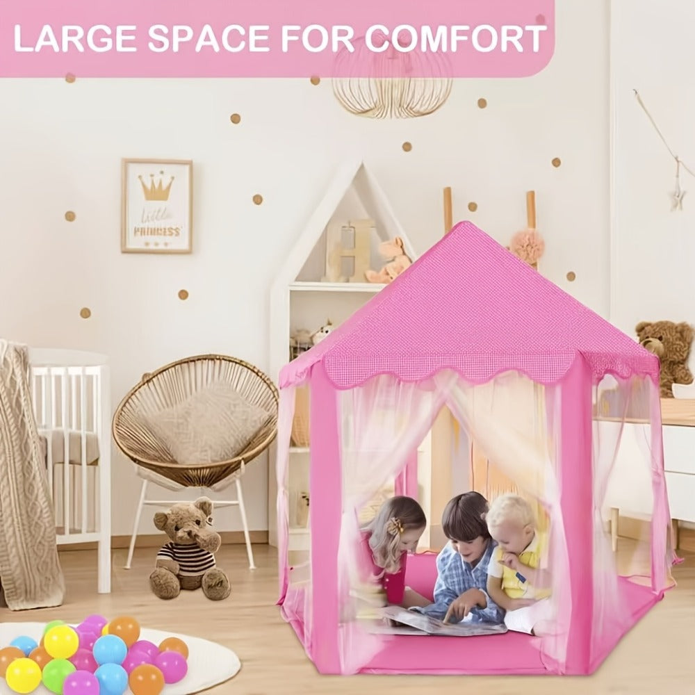 Princess Castle Play Tent for Girls Kids Indoor Outdoor Playhouse Large Toy House with Storage Bag Room Decor Birthday Holiday Gift Toddlers Boys Girls Pink