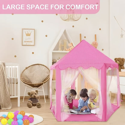 Princess Castle Play Tent for Girls Kids Indoor Outdoor Playhouse Large Toy House with Storage Bag Room Decor Birthday Holiday Gift Toddlers Boys Girls Pink