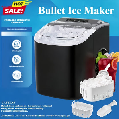 Pebble Ice Maker Countertop – 26 Lbs/24H, 2 Ice Cube Sizes, Sonic Bullet Ice Machine, Auto-Cleaning, Stainless Steel, Ice Scoop & Basket, Optional Descaler Kit for Home, Kitchen, Camping & RV