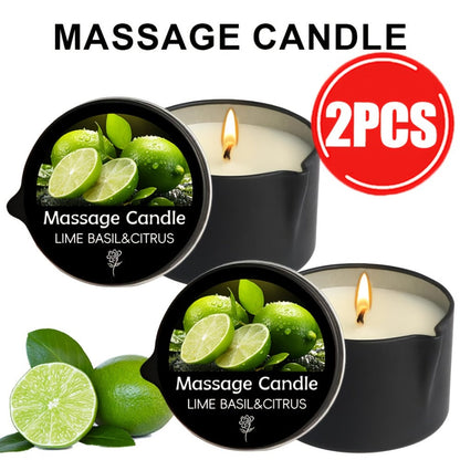Massage Oil Candle 2-in-1 Soy Wax Scented Candle with Essential Oil — Moisturizing Warm Body Lotion for Spa Pedicure Relaxation Aromatherapy Gift for Women 2oz Multiple Scents
