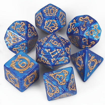 DnD Dice Set 49pcs Dragon Pattern Polyhedral Dice 7 Sets with Pouches – D4 D6 D8 D10 D12 D20 for Dungeons & Dragons RPG MTG Tabletop Games, 7 Colors Acrylic Gamer Gift