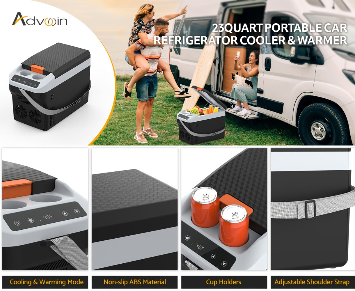 Portable Car Refrigerator Cooler & Warmer, 12V/24V DC & 120V AC Thermoelectric Fridge with Dual-Core Cooling – 23 or 31 Quart Electric Cooler for Camping, RV, Road Trip and Fishing