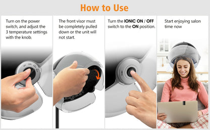 Ionic Floor-Standing Hooded Hair Dryer 1875W — Adjustable Height Professional Salon Hood Dryer for Deep Conditioning, Natural Hair, Roller Sets & Color Processing, 4 Colors