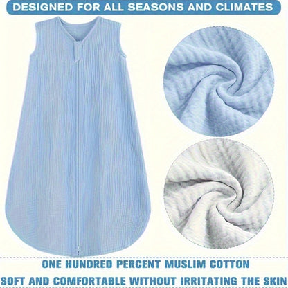 Baby Sleep Sack - Muslin 2-Way Zip Wearable Blanket