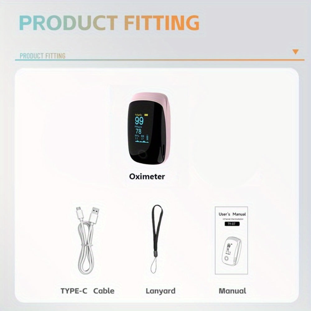Pulse Oximeter Fingertip - FDA Cleared Rechargeable Blood Oxygen Monitor with SpO2, Pulse Rate, PI & RR, OLED Display, Fast Reading Finger Pulse Oximeter for Home, Sports & Travel Use