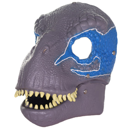 Realistic Dinosaur Latex Full Head Mask with Openable Mouth – Breathable Natural Rubber Halloween Costume Prop for Cosplay, Role Play, Pranks & Parties, Orange Gray Green, Gift for Adults & Teens