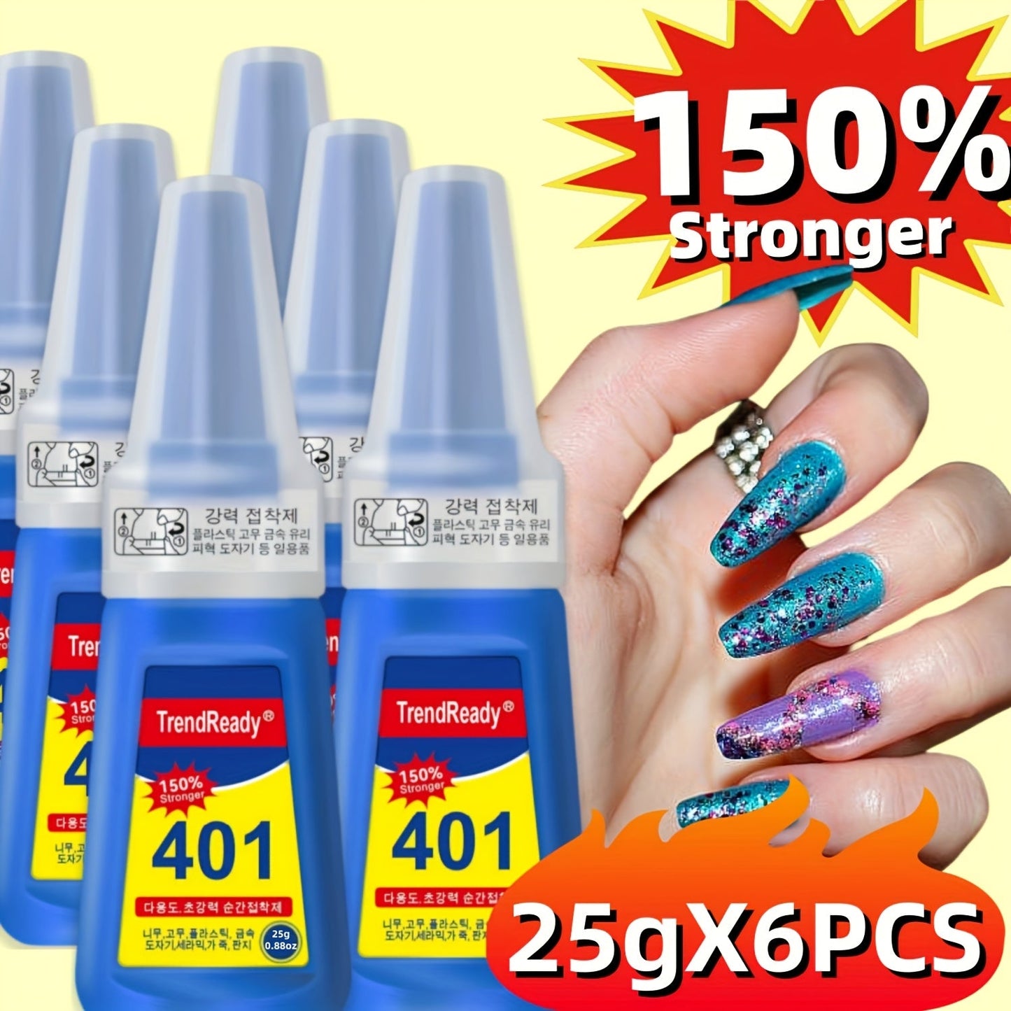Professional Nail Glue 25g Extra Strong 30+ Days Hold for Press On Nails Acrylic Tips Fake Nail Extensions - Quick Dry Waterproof Smudge Proof Salon Quality Bond Multi-Pack Women DIY Manicure Kit