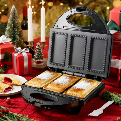Electric Pocket Pie Maker with Crust Cutter – Dual Non-Stick Cooking Plates, Easy Press Iron for Homemade Snacks, Desserts, Empanadas & Hand Pies
