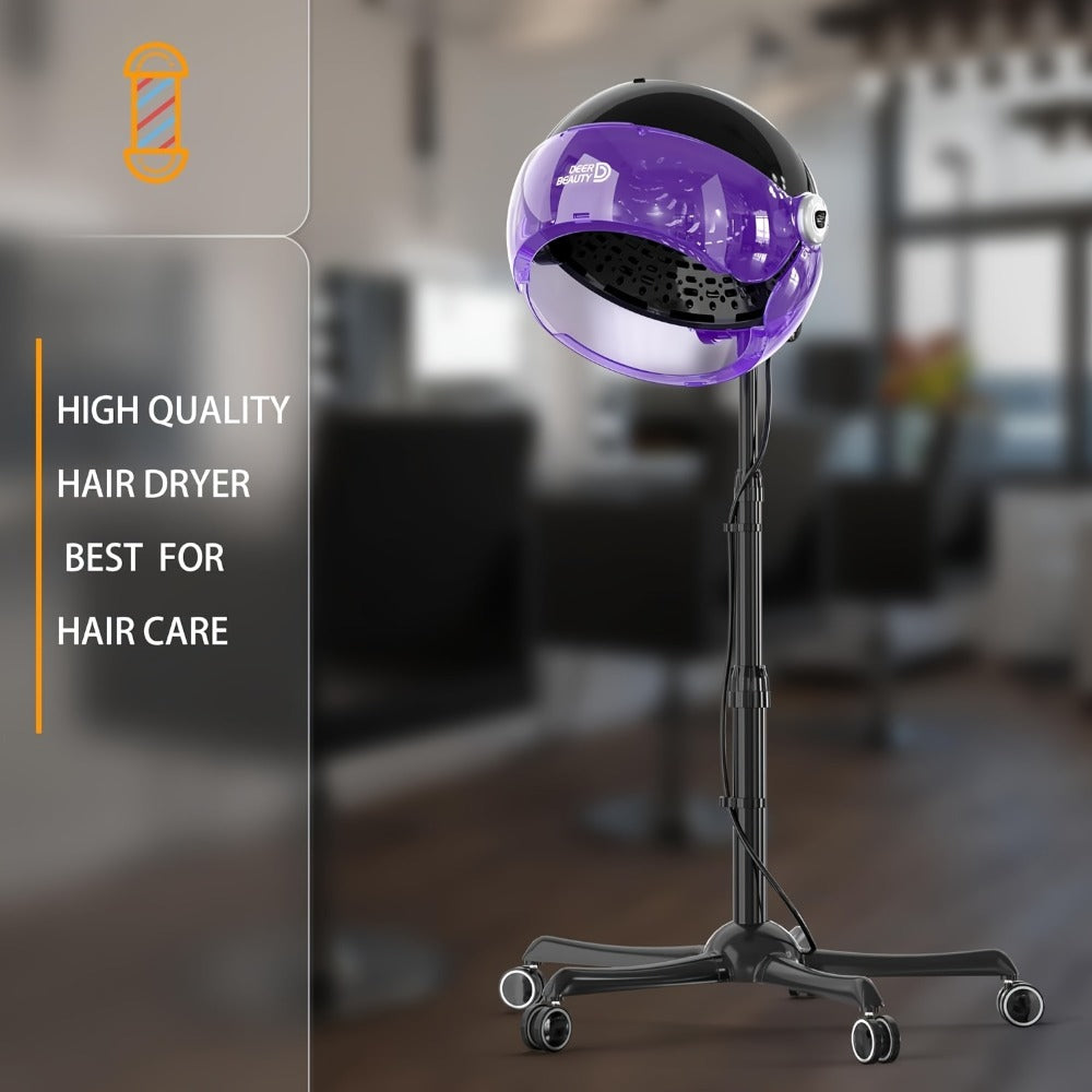 Ionic Floor-Standing Hooded Hair Dryer 1875W — Adjustable Height Professional Salon Hood Dryer for Deep Conditioning, Natural Hair, Roller Sets & Color Processing, 4 Colors