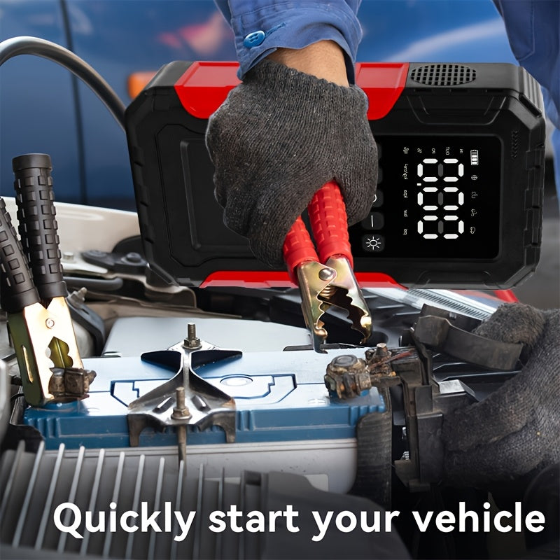 12-In-1 Car Emergency Jump Starter 15000A with Battery Charging System, Optional Air Compressor 150PSI, LED Work Light, USB Type-C Fast Charging And LCD Power Display