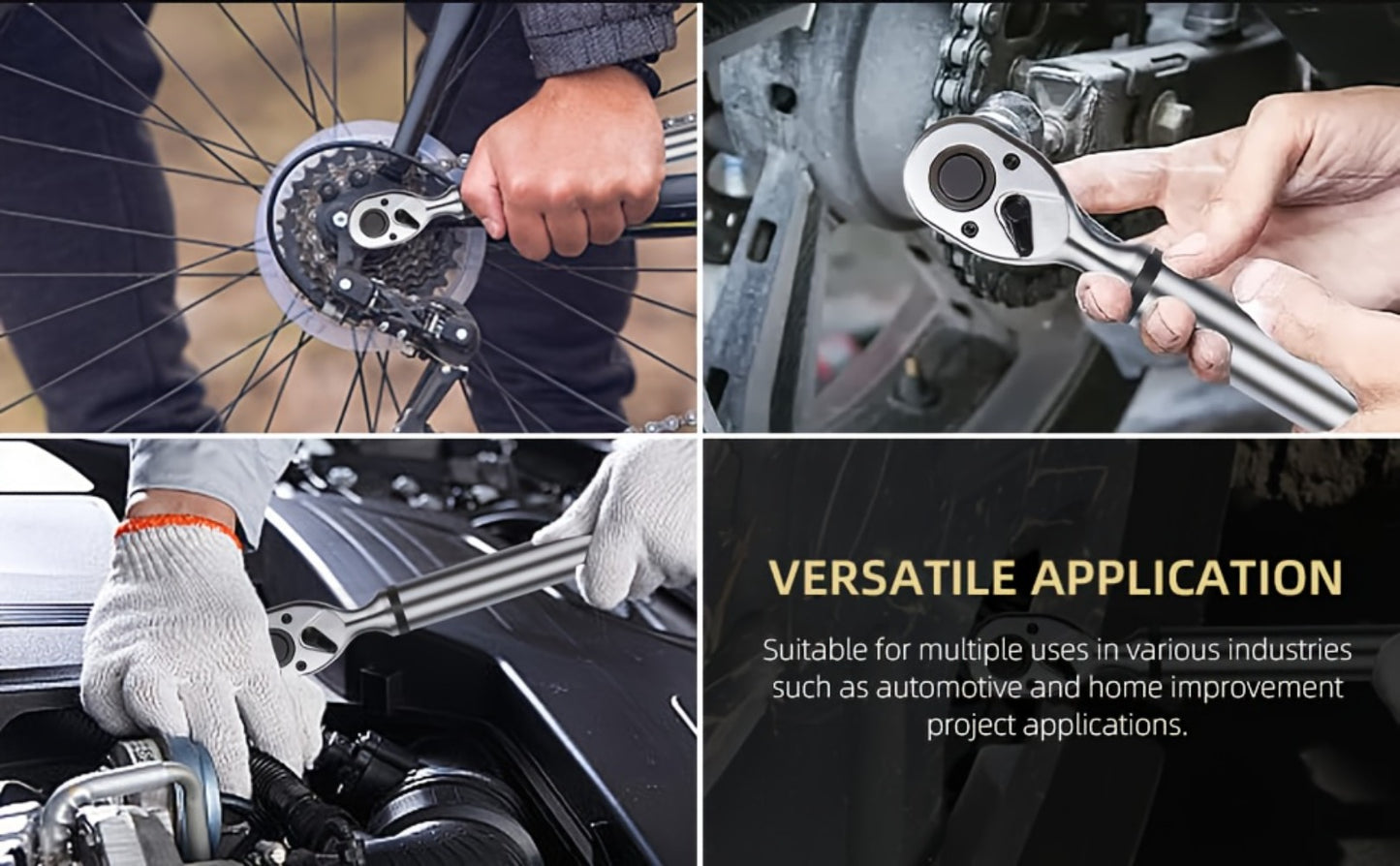 Digital Torque Wrench - 1/2" & 3/8" Drive, ±1% Accuracy, LED & Buzzer Alert, 4 Units, 500 Data Sets, Preset P1-P8, Chrome Vanadium Steel for Auto, Bike & Motorcycle