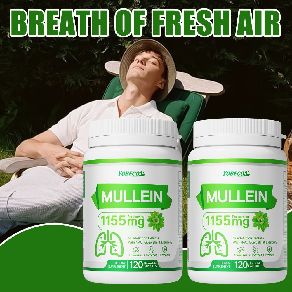 Mullein Lung Cleanse Capsules with NAC 45000mg – Mucus Removal, Dry Cough Relief & Respiratory Support Supplement for Women & Men, Seasonal & Year-Round Immune Health
