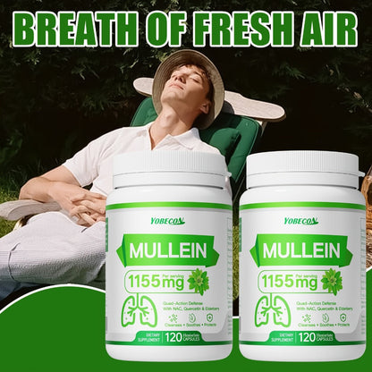 Mullein Lung Cleanse Capsules with NAC 45000mg – Mucus Removal, Dry Cough Relief & Respiratory Support Supplement for Women & Men, Seasonal & Year-Round Immune Health