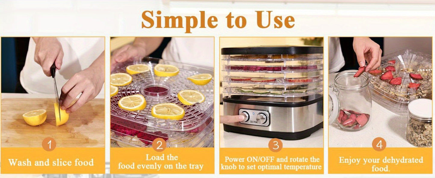 Food Dehydrator 240W with Temperature Control | BPA-Free Dishwasher-Safe Trays, Electric Food Dryer for Jerky, Fruits, Herbs & Vegetables, Recipe Book Included – 5-Tray & 8-Tray Options