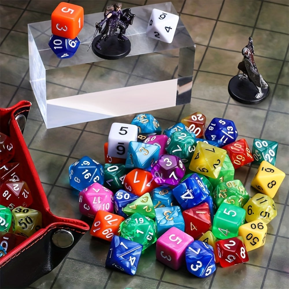 Polyhedral Dice Set 105 Pieces 15 Sets of 7 – D4 D6 D8 D10 D12 D20 in 15 Vibrant Colors with Large Drawstring Bag, for Dungeons & Dragons DND RPG MTG Pathfinder Tabletop Games, Dungeon Master Gift