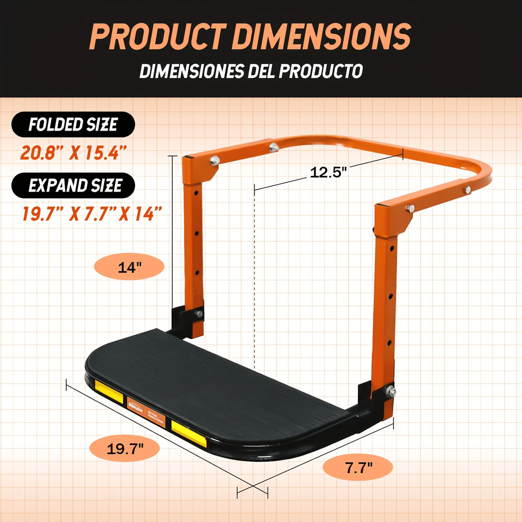 Heavy Duty Foldable Tire Step with Anti-Slip Texture, Adjustable Height, 300/650 LBS Load Capacity, Fits Tires Up to 13.5" And 15" Wide, Portable Roof Rack Climbing Step, Universal Car Additions for Truck SUV Trailer