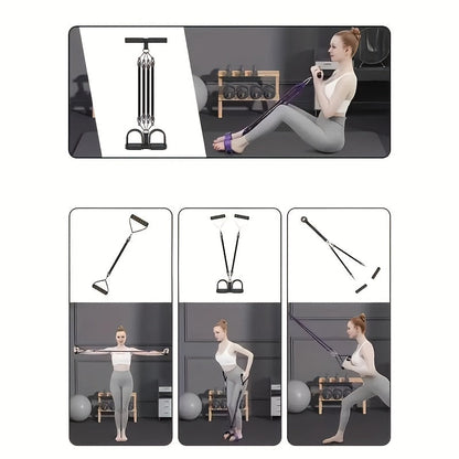Resistance Band Set 6-in-1 Multifunctional Pedal Puller with Adjustable Tensioner for Body Stretching, Strength Training, Gym Workout & Fitness Exercise – Multiple Resistance Levels