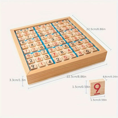 Wooden Sudoku Board Game for Kids & Adults – Logic Brain Teaser Puzzle with Challenge Cards, Number Thinking Educational Family Game, Gift for Christmas Halloween Birthday