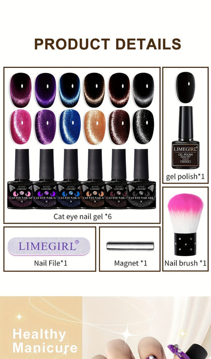 Cat Eye Gel Polish 8ml Holographic Chameleon Flash — Magnetic Sand 3D Color-Shifting Semi-Permanent UV LED Gel Varnish for Salon & Home DIY Nail Art, Gift for Women