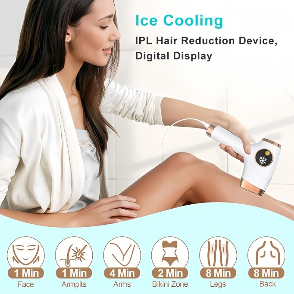 IPL Hair Removal Device Sapphire Ice Cooling Painless 999900 Flashes 9 Modes – At-Home Permanent Hair Reduction for Women Men Face Body Bikini Underarms Legs