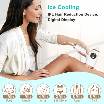 IPL Hair Removal Device Sapphire Ice Cooling Painless 999900 Flashes 9 Modes – At-Home Permanent Hair Reduction for Women Men Face Body Bikini Underarms Legs