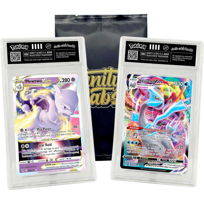 Pokemon Double Hit Slab Set – 2x Ultra or Double Rare Cards Sealed in Vanity Slabs Display Cases | EX V VMAX VSTAR Full Art Special Illustration | Display-Ready Gift for Kids & Collectors