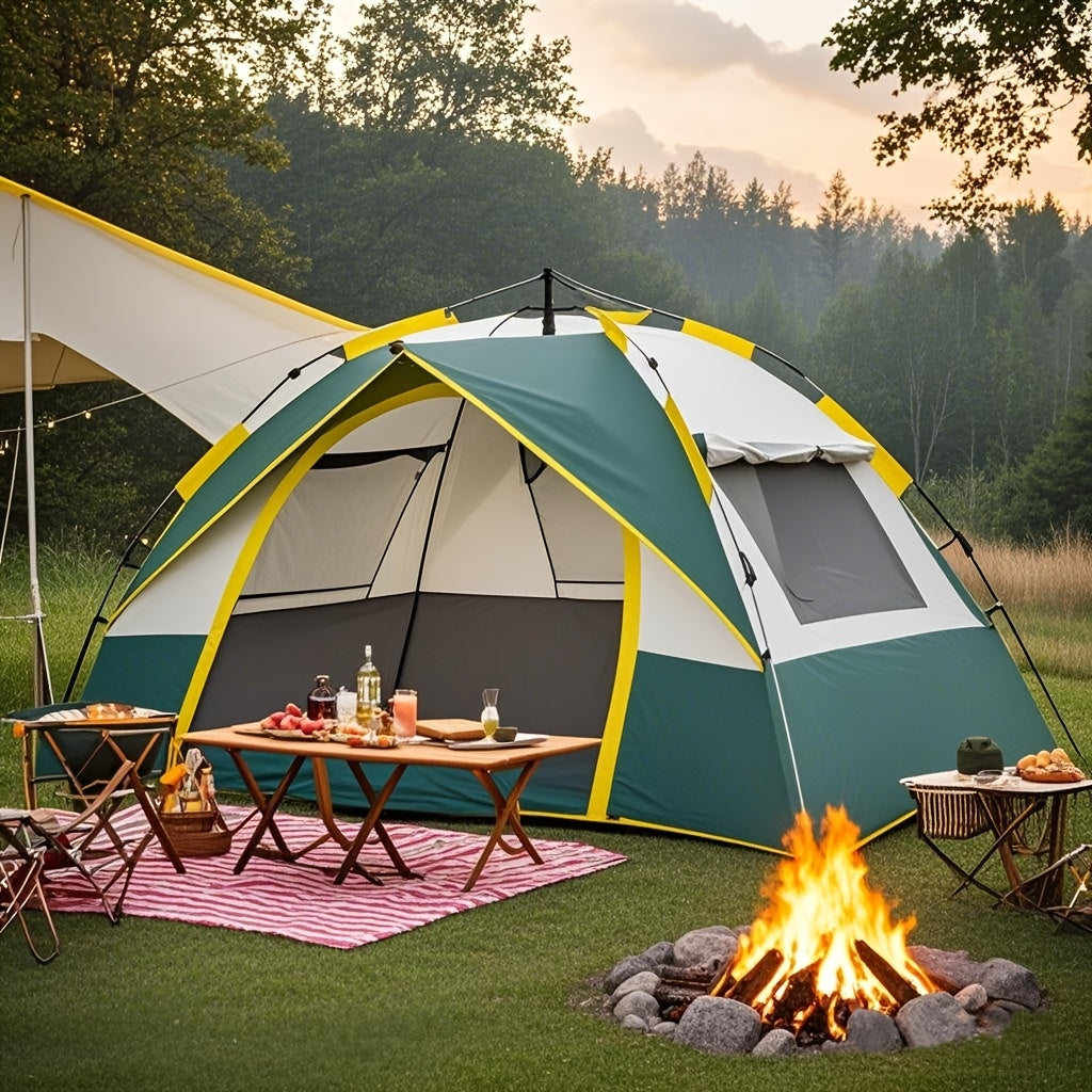 Automatic Instant Setup Camping Tent for 1-3 or 3-4 Persons - Full Season Pop Up Tent with Double Doors & Mesh Windows, Windproof Lightweight Backpacking Tent for Camping, Hiking, Hunting, Travel & Outdoor Shelter