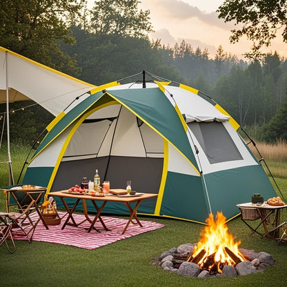 Automatic Instant Setup Camping Tent for 1-3 or 3-4 Persons - Full Season Pop Up Tent with Double Doors & Mesh Windows, Windproof Lightweight Backpacking Tent for Camping, Hiking, Hunting, Travel & Outdoor Shelter