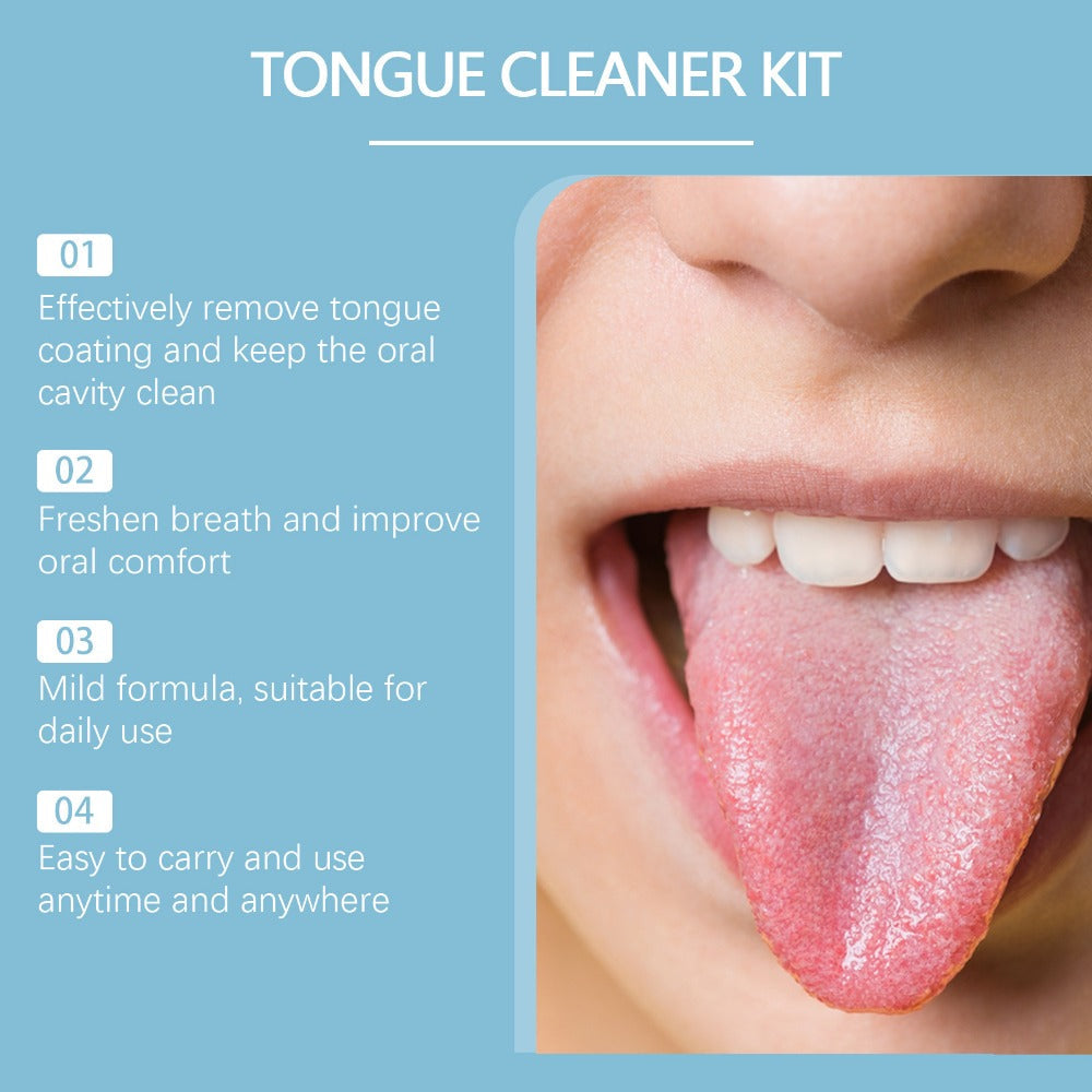 Tongue Cleaner Kit with Probiotic Cleansing Gel & Tongue Brush – Bad Breath Eliminator Fresh Mouth Daily Oral Hygiene Care Gentle Non-Irritating for Sensitive Mouths Adults Gift Set