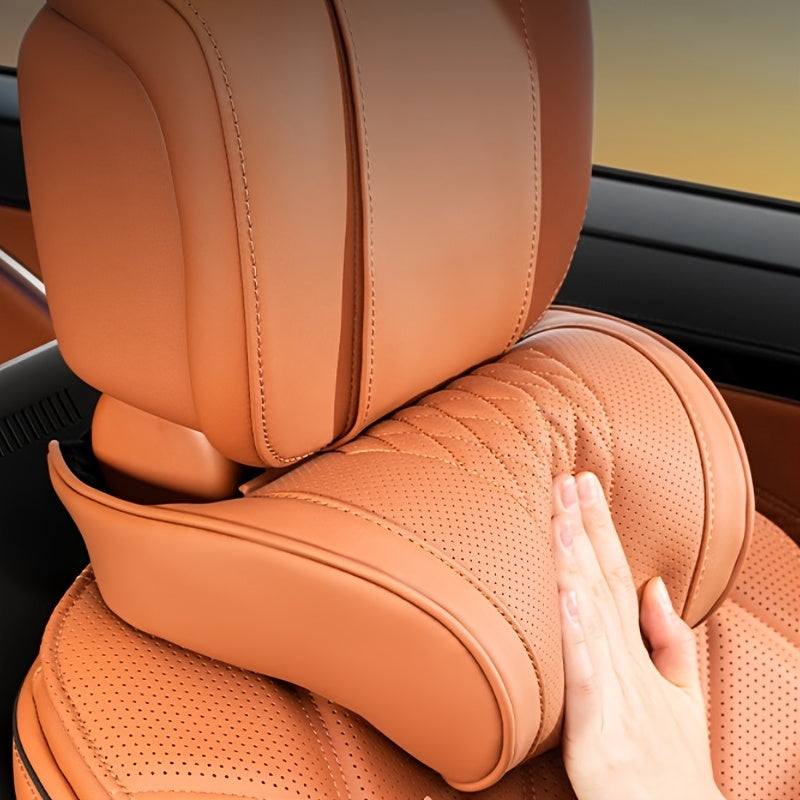 Luxurious Napa Headrest- Ultra Soft and Breathable Design, Neck Support and Form-Fitting Shape, Suitable for All Car Models, Can Be Used in Most Vehicles, Durable High-Quality Material, Suitable for Long-Distance Driving and Office Use