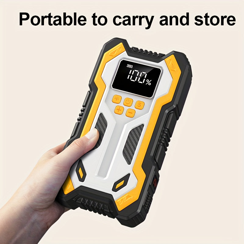 10000A 7-in-1 Multifunctional Emergency Start Power Supply, 150PSL Portable Car Battery Starter, Digital Tire Inflator, Suitable for 2.64 Gallon Gasoline Or 2.38 Gallon Diesel Batteries, LED Emergency Light, Car Accessory Tool.