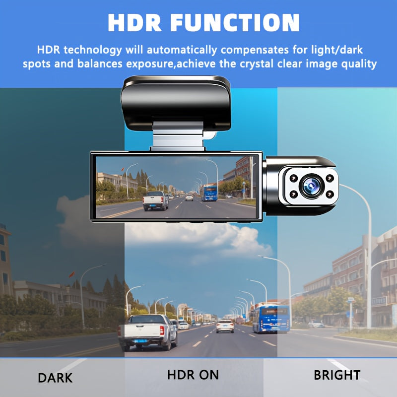 1080P Dual Camera Dash Cam for Cars with IR Night Vision, Loop Recording, And Wide Angle Lens-3.16 Inch IPS Screen, with 32GB SD Card Optional. Car