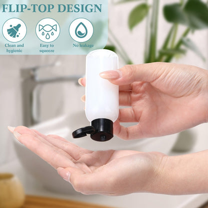 Squeeze Bottles 2oz Flip Cap 100 Pack Clear Plastic Refillable Travel Dispenser Containers BPA Free for Shampoo Lotion Conditioner Liquid Soap Toner Skincare Salon Bulk Bottles