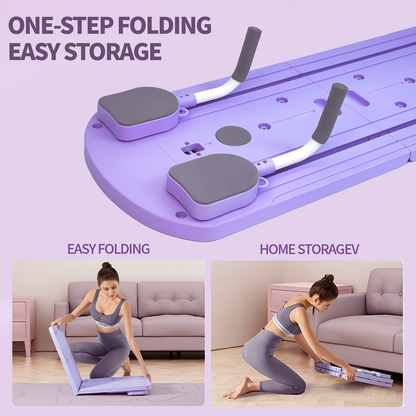 Foldable Pilates Board 8-in-1 with Resistance Bands – Anti-Slip Yoga Push-Up Board for Core Strength, Balance, Fat Burning & Full Body Home Gym Training