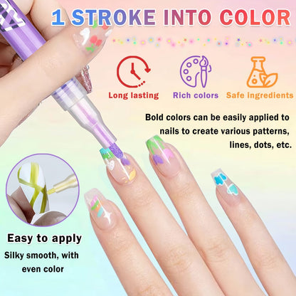 36-Color Waterproof Nail Art Pen Set with Fine Liner Brush Tip – Acrylic Nail Polish Pens for Painting Dotting French Tips Liner Drawing & Gel Decoration, Quick-Dry Smudge-Proof DIY Manicure Kit for Beginners & Pros