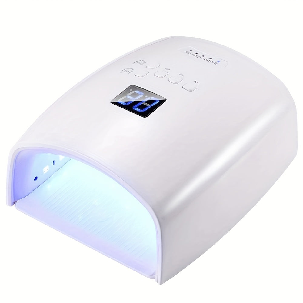 UV LED Nail Lamp 33 LEDs 4 Timer Settings Rechargeable Gel Nail Dryer All Gel Polish Full Hand Curing Low Heat Mode Home Salon Manicure Pedicure Tool Pink Blue White