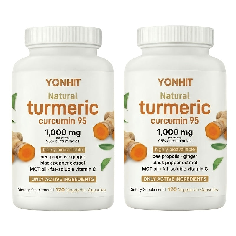 Turmeric Curcumin 95% Curcuminoids with Black Pepper & MCT Oil – Maximum Absorption, Zero Fillers, Anti-Inflammatory Joint & Immune Support for Women & Men, 120 Plant-Based Capsules