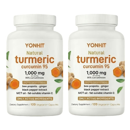 Turmeric Curcumin 95% Curcuminoids with Black Pepper & MCT Oil – Maximum Absorption, Zero Fillers, Anti-Inflammatory Joint & Immune Support for Women & Men, 120 Plant-Based Capsules