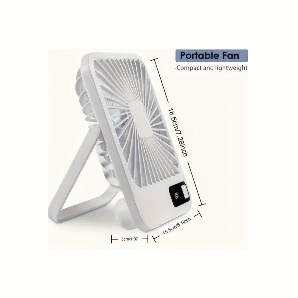 Mini Desktop Fan Square Design | Ultra-Quiet 5-Speed USB Rechargeable 1800mAh Portable Cooling Fan for Home, Office, Car & Travel – Compact Lightweight Personal Desk Fan, White & Pink