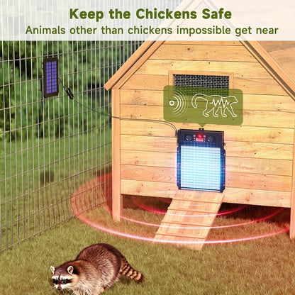 Automatic Chicken Coop Door Solar Powered – KA-200 Aluminum Alloy Auto Door with Timer, Light Sensor, Anti-Pinch Safety, Remote Control & Solar Panel Included – Poultry Coop Management