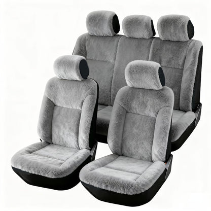 Car Seat Covers 5-Seat Set Luxury Plush Full-Wrap Universal Fit – Non-Slip Warm Winter Soft Fabric Seamless Coverage for Front & Rear Seats – All Car Models (Blue / Pink / Black / Red / White / Beige / Grey)