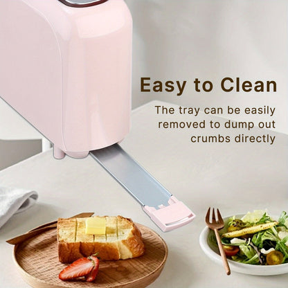 2 Slice Slim Toaster with 6 Shade Settings, Cancel Reheat Defrost Functions, Removable Crumb Tray – Compact 750W Bread Toaster for Kitchen Counter, Fits Bread Waffle Bagel