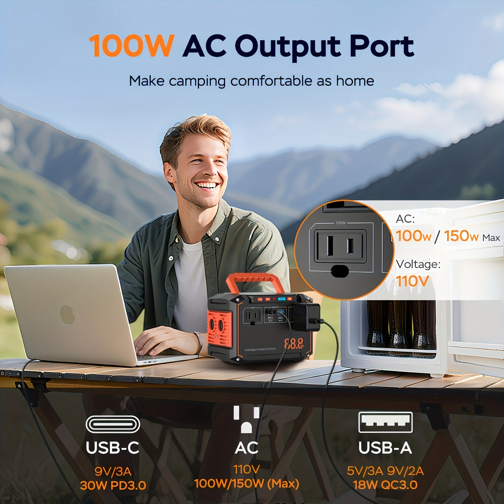 88.8WH Solar Generator Portable Power Station with 30W Solar Panels, 24000mAh Solar Power Bank AC DC USB Ports for Outdoor Solar Lights, Camping Tents, Emergency Outdoor Home Use, CPAP, Fans, Laptops, Emergency, Gifts (Solar Panel Optional)