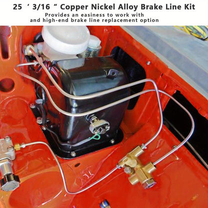 2 Sets 3/16 Brake Line 25ft Copper Nickel Tubing, Stainless Steel Brake Line Clamps Repair Kit with 32 Fitting