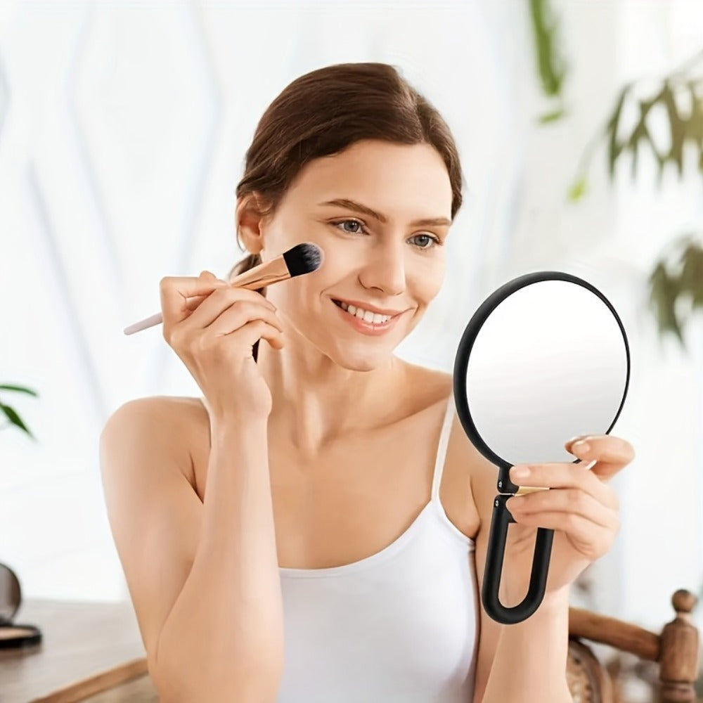 50X Magnifying Makeup Mirror Double Sided Handheld - 1X/50X Zoom Portable Compact Mirror with 360° Rotating Handle, Desktop Hanging & Handheld Use, Precision Beauty Mirror for Women, Black & White